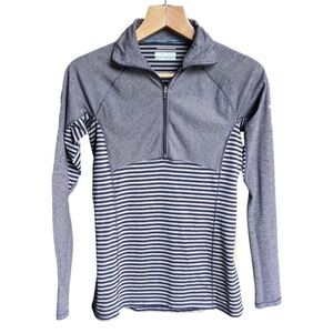 Columbia Sportswear Women’s Purple Grey Striped Half Zip Pullover, Small